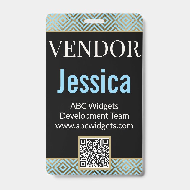 Elegant Custom Vendor Event ID Badge (Front)