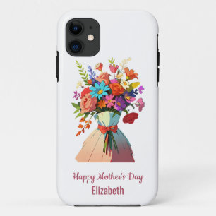 Elegant Custom Vibrant Bouquet Mother's Day White Case-Mate iPhone Case