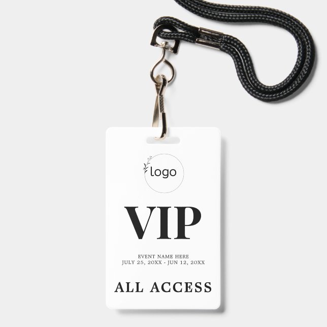 Elegant Custom VIP All Access Pass Event Badge ID Badge (Front with Lanyard)