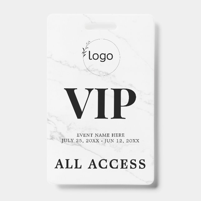 Elegant Custom VIP All Access Pass Event Badge ID Badge (Front)