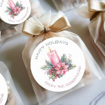 Elegant CUSTOM Watercolor Christmas Candle Classic Round Sticker<br><div class="desc">This beautiful watercolor Christmas candle is sure to bring a smile to anyone's face. Perfect for gifts, business holiday packages. a personal holiday card sticker, or a custom holiday greeting. Customise by clicking "personalise" above. Available as flat & folded cards, postcards, mailing labels and more. I'm happy to create custom...</div>