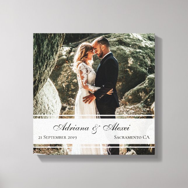 Elegant Custom Wedding Anniversary Photo Canvas Print (Front)