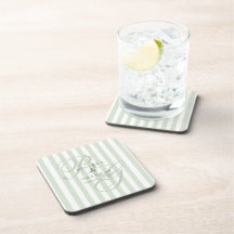 Elegant Custom Wedding Cocktail Napkins Text Green