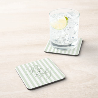Elegant Custom Wedding Cocktail Napkins Text Green Coaster
