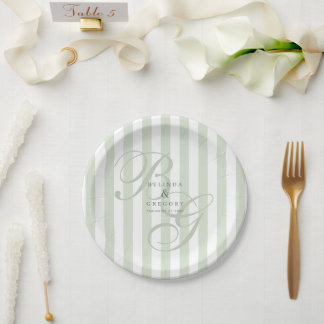 Elegant Custom Wedding Cocktail Napkins Text Green Paper Plate