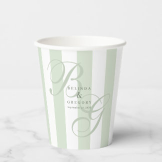 Elegant Custom Wedding Cocktail Text Green Decor Paper Cups