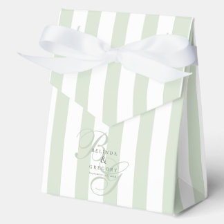 Elegant Custom Wedding Cocktail Text Green Stripes Favour Box
