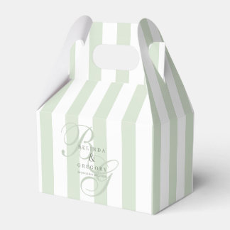 Elegant Custom Wedding Cocktail Text Green Stripes Favour Box
