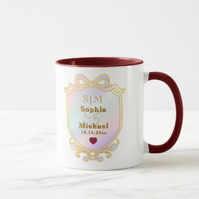 Elegant Custom Wedding Gold Initials Monogram Mug (Right)
