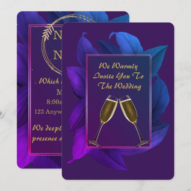 Elegant Custom Wedding Invitation 1 (Front/Back)