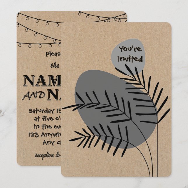 Elegant Custom Wedding Invitation 6 (Front/Back)