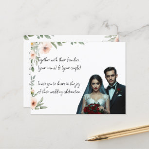 Elegant Custom Wedding Invitation  Personalised  Postcard