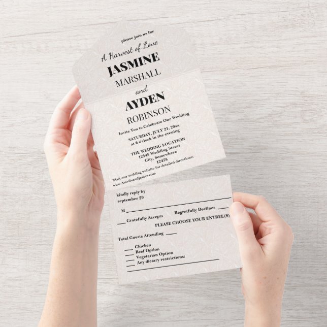 Elegant Custom Wedding Invitations  (Tearaway)