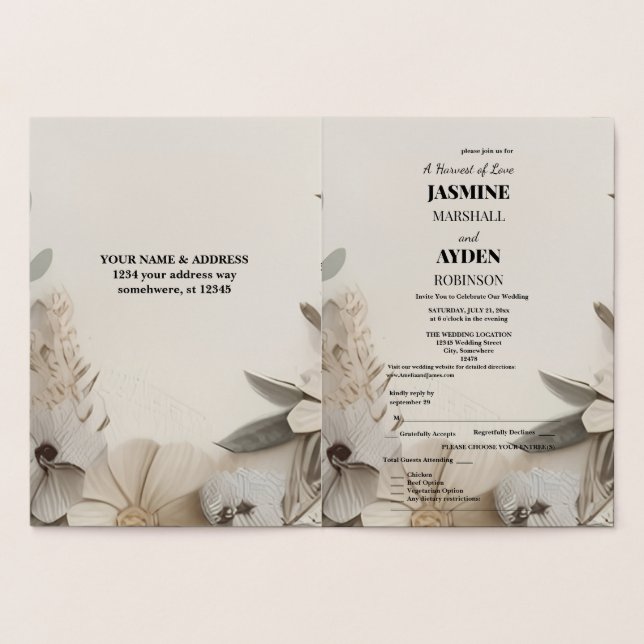 Elegant Custom Wedding Invitations  (Inside)