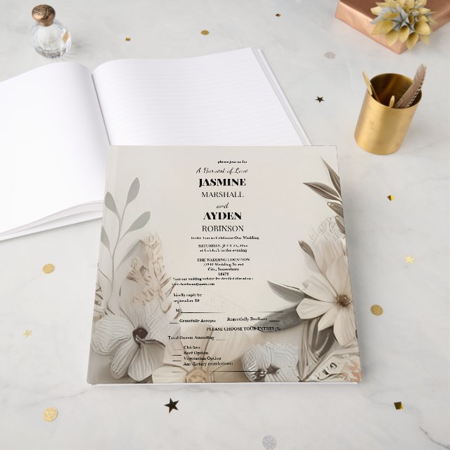 Elegant Custom Wedding Invitations  Guest Book (Front Open)
