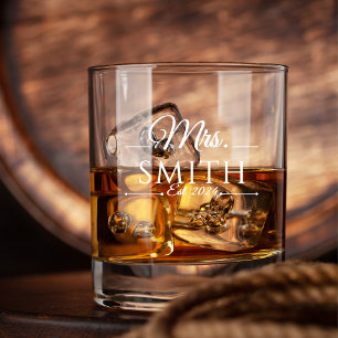 Elegant Custom Wedding Name Whiskey Glass