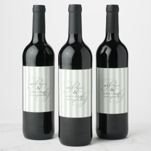 Elegant Custom Wedding Party Decor Text Green  Wine Label