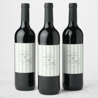 Elegant Custom Wedding Party Decor Text Green Wine Label