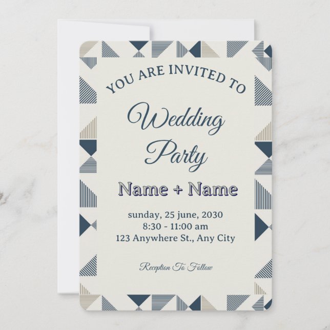 Elegant Custom Wedding Party Invitation (Front)