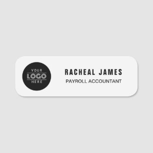Elegant Custom White Business Logo Employee Name Tag