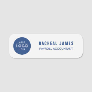 Elegant Custom White Business Logo Employee Name Tag