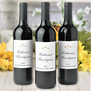 Elegant Custom Wine Variety Family Name and Year Wine Label