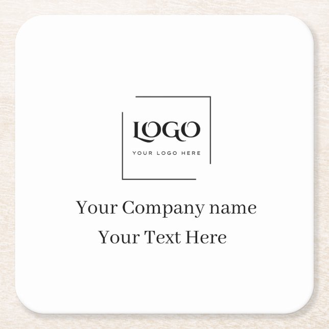 Elegant custom your logo template square paper coaster (Front)