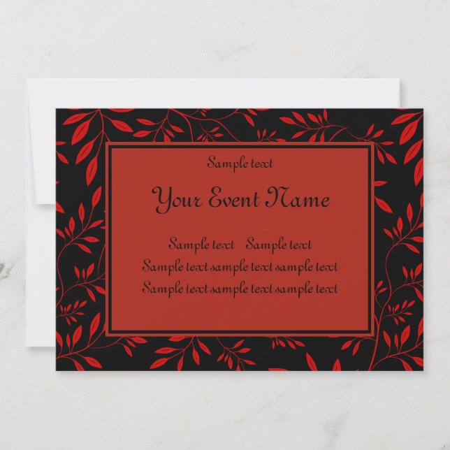 Elegant Customisable Black and Red Nature Event Invitation (Front)