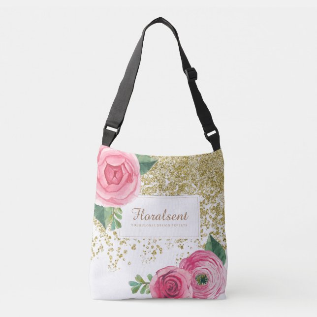 Elegant Customisable Boho Roses Bag (Front)