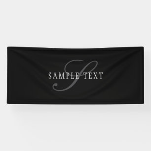 Elegant Customisable Monogram   Black Grey White Banner