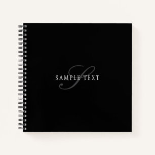 Elegant Customisable Monogram Black Grey White Notebook