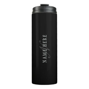 Elegant Customisable Monogram Black Grey White Thermal Tumbler