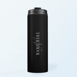 Elegant Customisable Monogram Black Grey White Thermal Tumbler