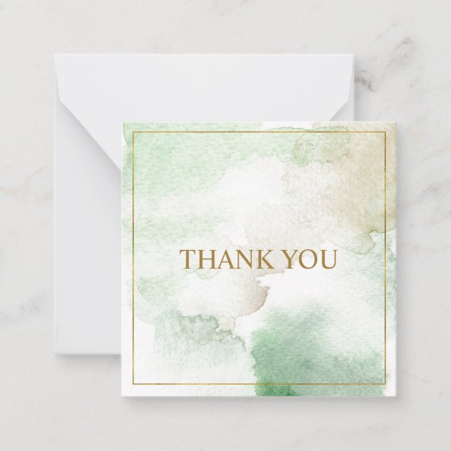 Elegant customisable pastel green "Thank you" Card (Front)