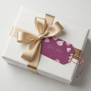 Elegant Customisable Pink Petal Gift Tag