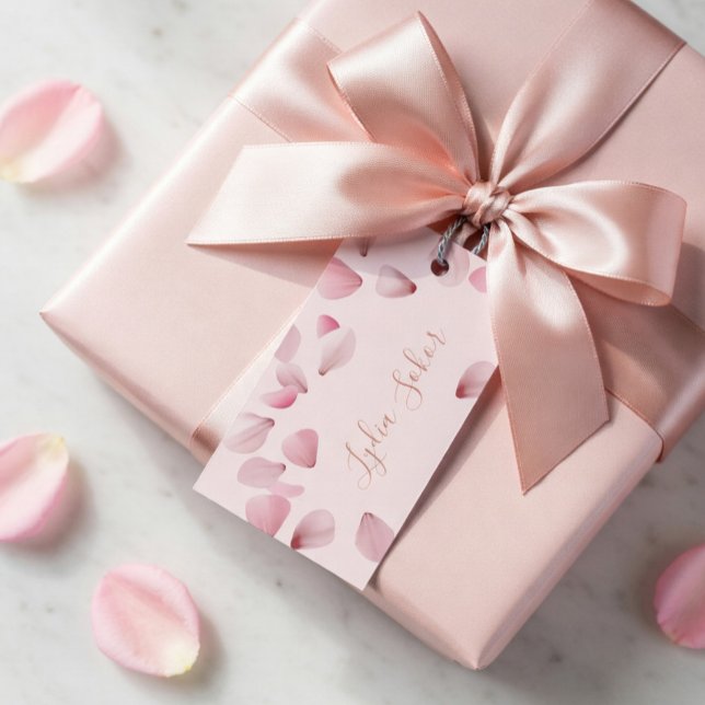 Elegant Customisable Pink Petal Gift Tags (Creator Uploaded)