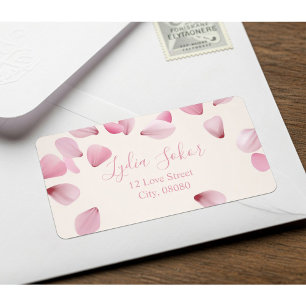 Elegant Customisable Pink Petal Return Address Lab Label