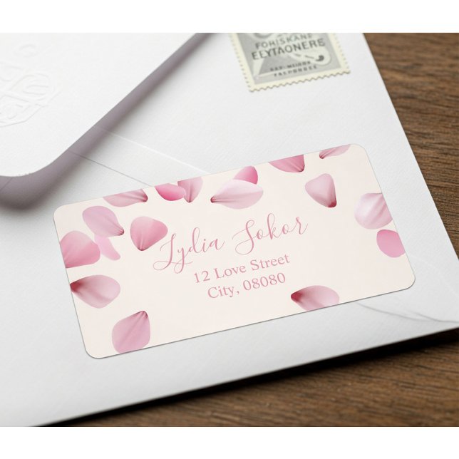 Elegant Customisable Pink Petal Return Address Lab Label (Creator Uploaded)