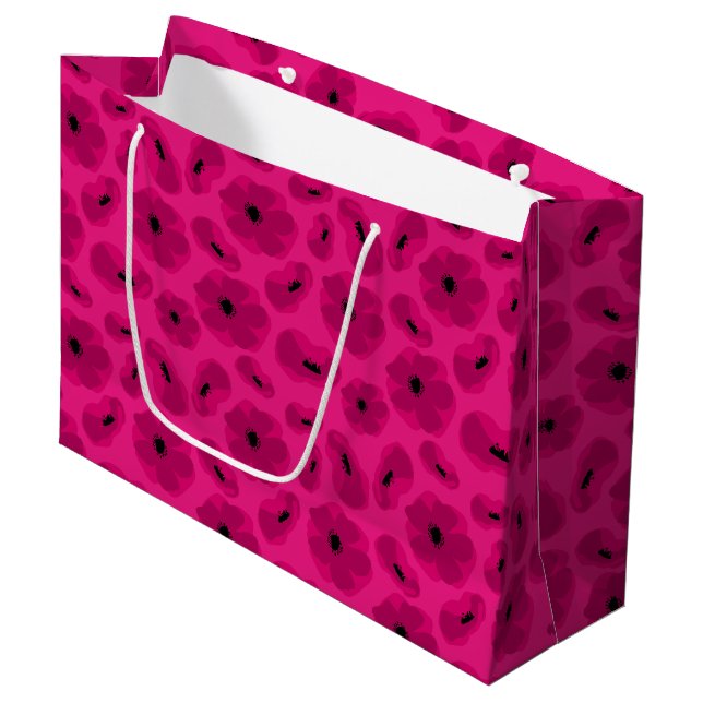 elegant customisable poppy flower  large gift bag (Front Angled)