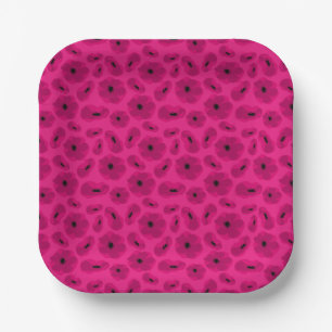 elegant customisable poppy flower  paper plate
