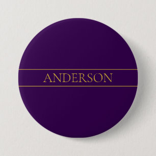 Elegant Customisable Text   Gold & Deep Purple 7.5 Cm Round Badge