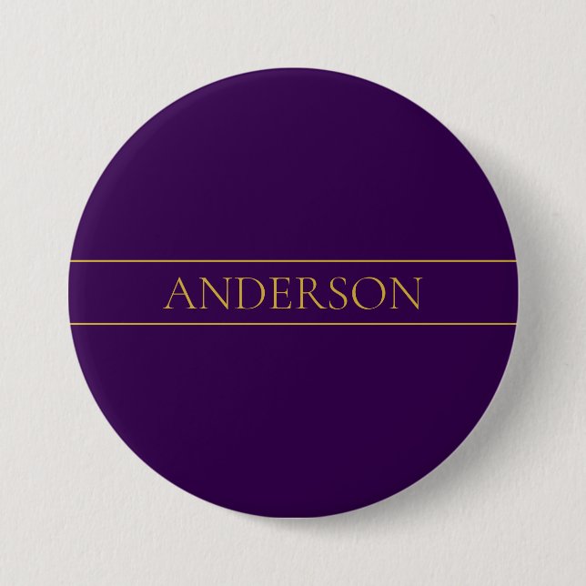 Elegant Customisable Text | Gold & Deep Purple 7.5 Cm Round Badge (Front)
