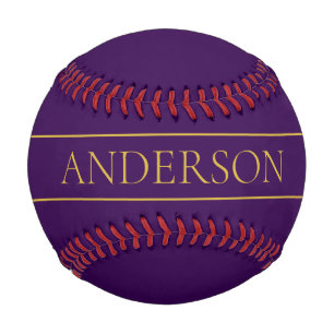 Elegant Customisable Text   Gold & Deep Purple Baseball
