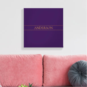 Elegant Customisable Text   Gold & Deep Purple Canvas Print