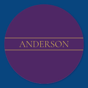 Elegant Customisable Text   Gold & Deep Purple Classic Round Sticker