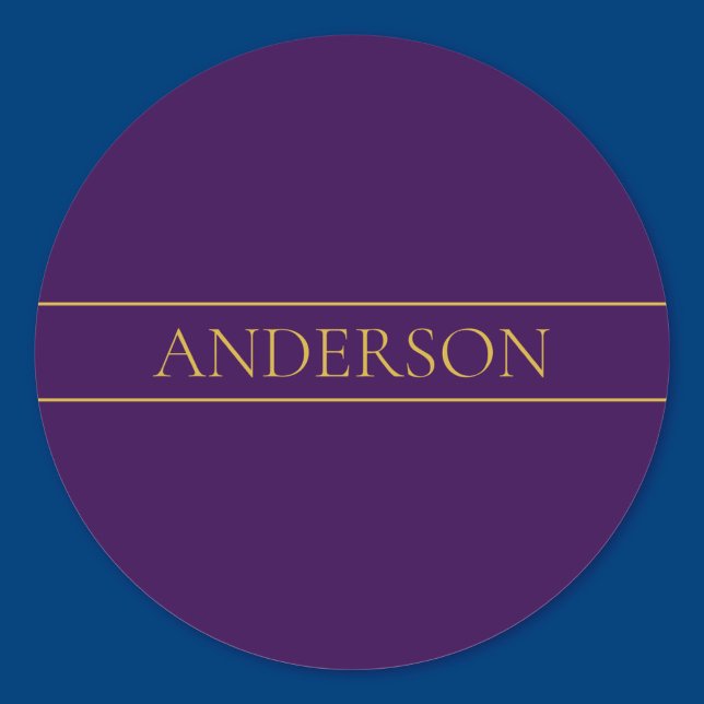 Elegant Customisable Text | Gold & Deep Purple Classic Round Sticker (Creator Uploaded)