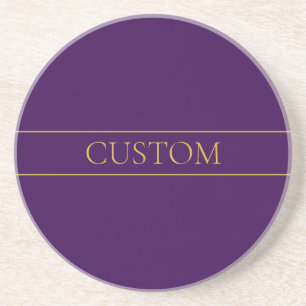 Elegant Customisable Text   Gold & Deep Purple Coaster