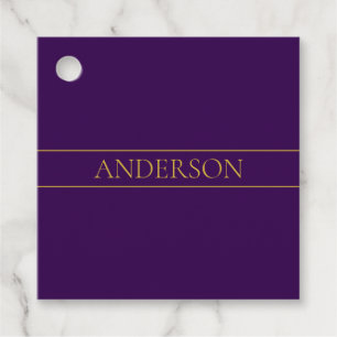 Elegant Customisable Text   Gold & Deep Purple Favour Tags