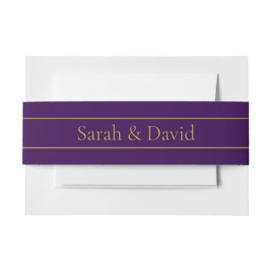 Elegant Customisable Text   Gold & Deep Purple Invitation Belly Band