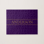 Elegant Customisable Text | Gold & Deep Purple Jigsaw Puzzle<br><div class="desc">Elegant customisable lettering,  edit design as you like!</div>